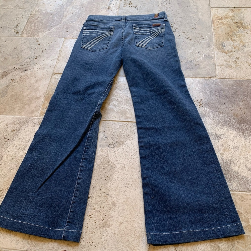 7 For All Mankind Women's Dark Blue Flare Jeans - Picture 9 of 12